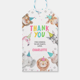 Étiquettes-cadeau Tag Cadeau moderne Pink Safari Party Animaux