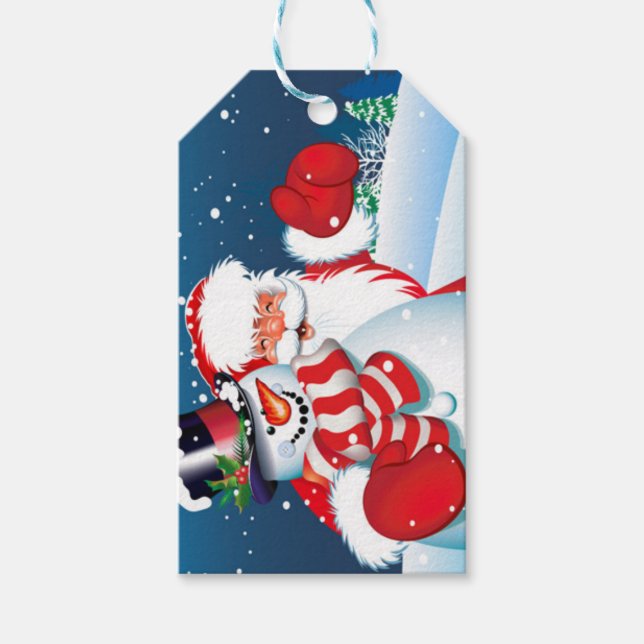 Étiquettes-cadeau Tag cadeau père Noël et Showman (Devant)