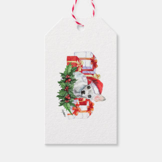 Étiquettes-cadeau Tag cadeau père Noël Paws - Chihuahua de Noël