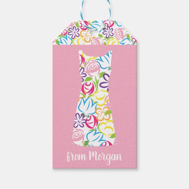 Étiquettes-cadeau Tag cadeau personnalisé d'une robe à changement fl (Devant)