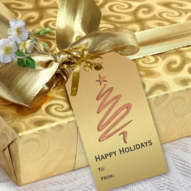 Étiquettes-cadeau Tag cadeau Rose Gold Metallic Holidays (Créateur téléchargé)