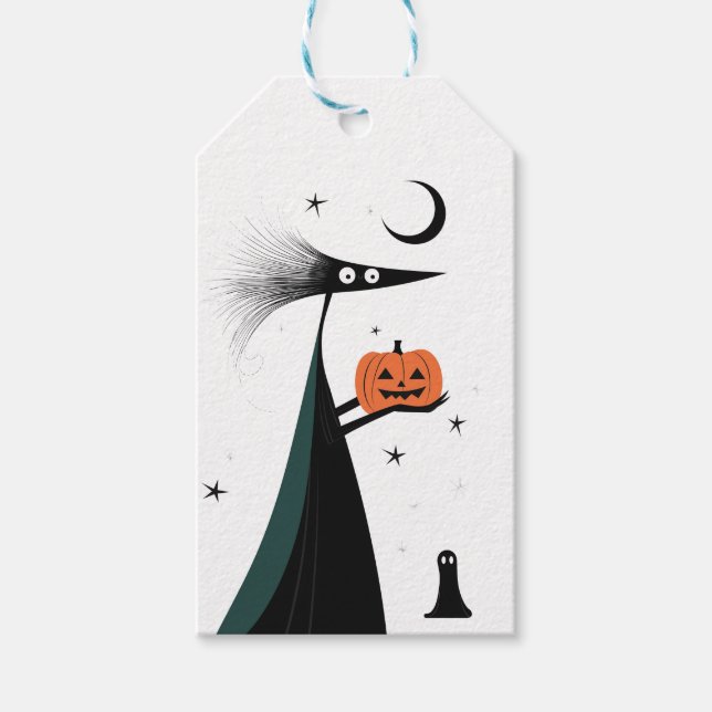 Étiquettes-cadeau Tag cadeau sorcière Halloween Whimsical - 3 couleu (Devant)