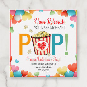 Étiquettes Cadeau Tag cadeau Valentine Realtor Popcorn