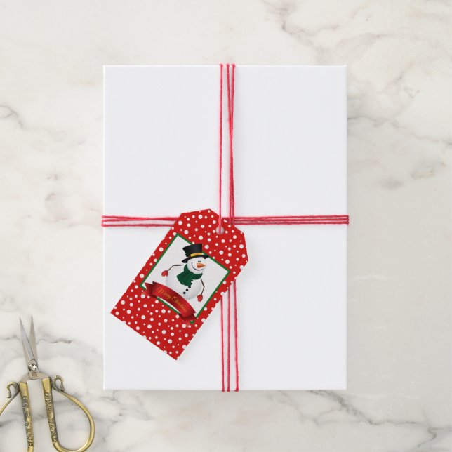 Étiquettes-cadeau Tag-Christmas Snowman (Avec de la ficelle)