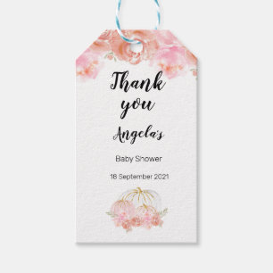 Étiquettes-cadeau Tag Citrouille floral Merci moderne.