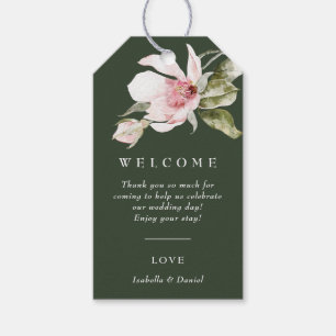 Étiquettes-cadeau Tag de bienvenue du Mariage Floral Vert moderne