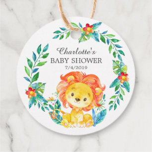 Étiquettes Cadeau Tag de cadeau du Baby shower Jungle Lion Favoriser