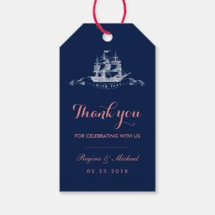 Étiquettes-cadeau Tag de cadeau Marine Blue Rose Vintage Ship Beach 