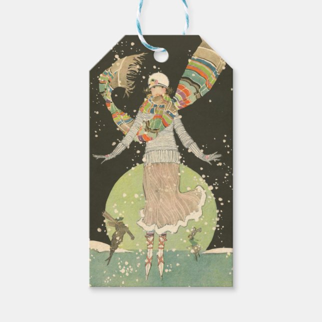 Étiquettes-cadeau Tag de cadeau pour femme de patinage de glace des  (Devant)