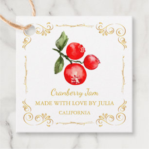 Étiquettes Cadeau Tag de Carré de confiture de canneberge maison vin