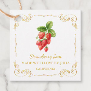Étiquettes Cadeau Tag de Carré de confiture de fraises maison vintag
