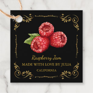 Étiquettes Cadeau Tag de Carré de confiture de framboise maison vint