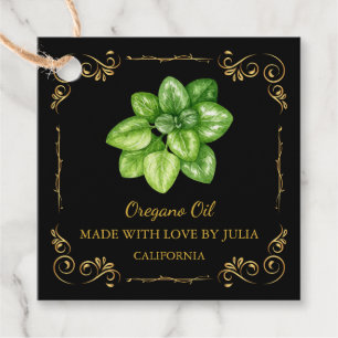Étiquettes Cadeau Tag de Hang du Carré d'huile d'Oregano fait maison