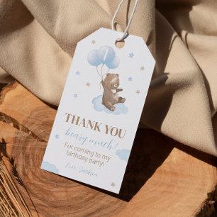 Étiquettes-cadeau Tag de Merci moderne Beary 1er anniversaire