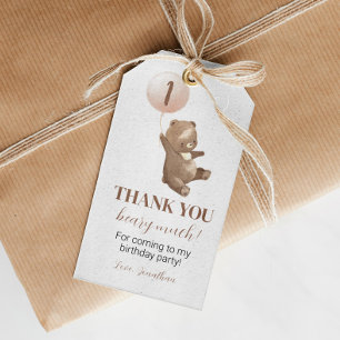Étiquettes-cadeau Tag de Merci moderne Beary 1er anniversaire