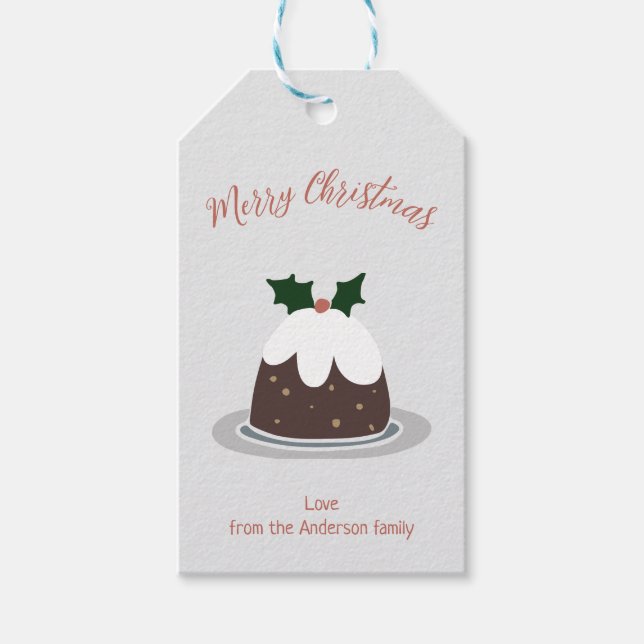 Étiquettes-cadeau Tag de Noël moderne Pudding (Devant)