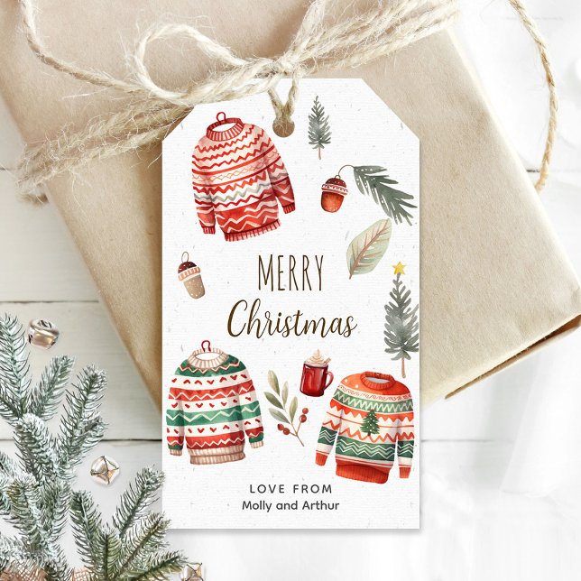 Étiquettes-cadeau Tag de Noël personnalisé avec des illustrations do (Créateur téléchargé)