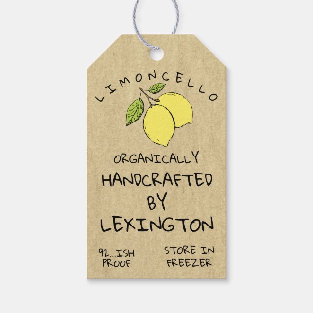 Étiquettes-cadeau Tag de suspension Limoncello Bottle Kraft | (Devant)