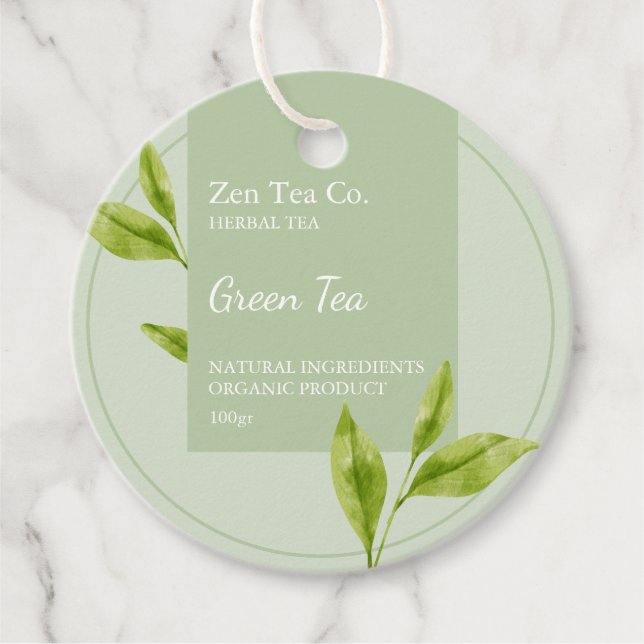 Étiquettes Cadeau Tag d'entreprise Tea Herbal Tea vert (Devant)