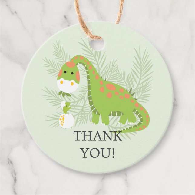 Étiquettes Cadeau Tag Dino Love Boys Baby shower Favoriser Cadeau (Devant)