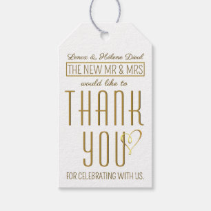 Étiquettes-cadeau Tag du nouveau Mariage de coeur M & Mme Merci
