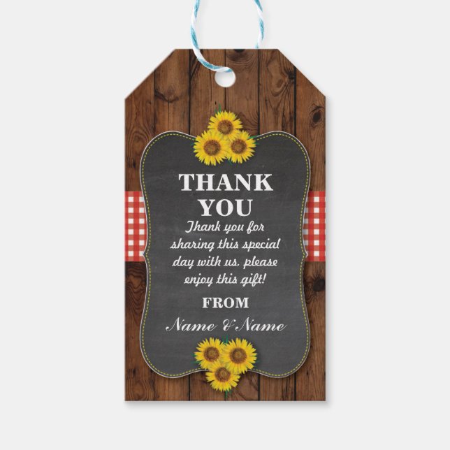 Étiquettes-cadeau Tag Favoriser Mariage de Merci de tournesol (Devant)