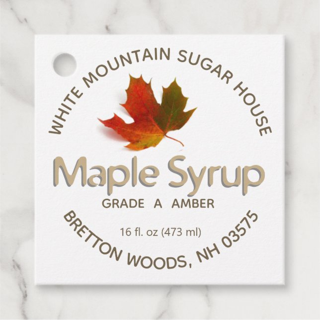 Étiquettes Cadeau Tag Feuille colorée pour sirop d'érable (Devant)