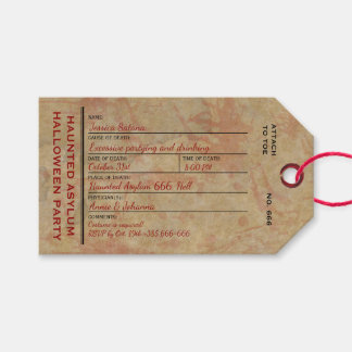 Étiquettes-cadeau Tag Halloween Toe Hauned Asylum Party