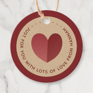 Étiquettes Cadeau Tag Just For You With Love Folt Heart on Kraft
