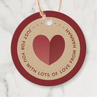 Étiquettes Cadeau Tag Just For You With Love Folt Heart on Kraft