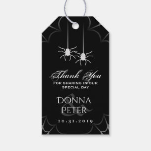 Étiquettes-cadeau Tag Mariage d'Halloween noir blanc araignée Merci