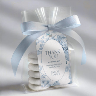 Étiquettes-cadeau Tag Merci Favor, Toile Bleue De Jouy