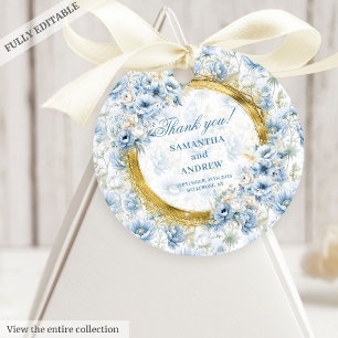 Étiquettes Cadeau Tag moderne Bohème Lumière Bleu Or Mariage Favor