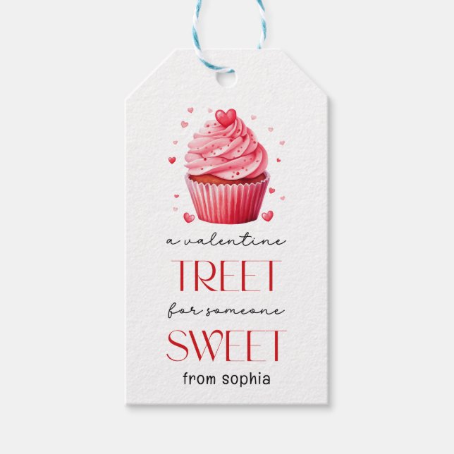 Étiquettes-cadeau Tag rose rouge de Valentines Cupcake (Devant)