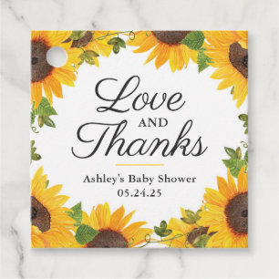 Étiquettes Cadeau Tag Sunflower Love and Thanks Favor