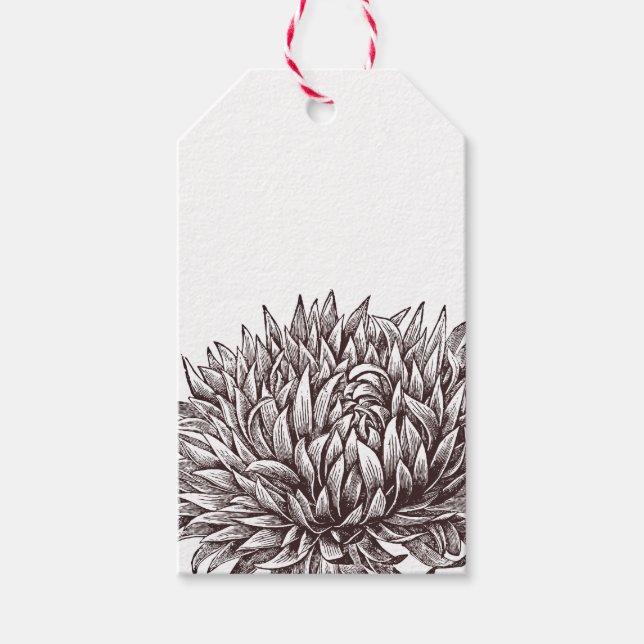 Étiquettes-cadeau Tag vintage Chrysanthemum Kraft (Devant)