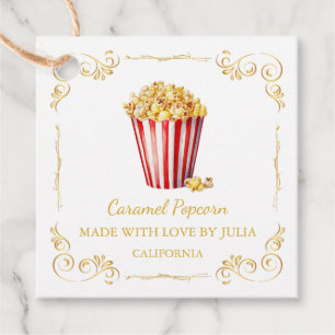 Étiquettes Cadeau Tag vintage de Carré de Popcorn fait maison