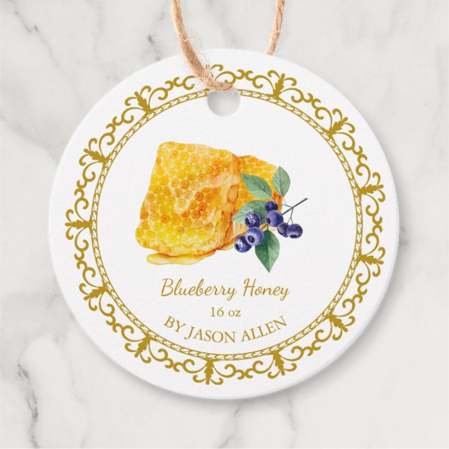 Étiquettes Cadeau Tag vintage Honeypeb Blueberry infusé Honey Hang (Devant)
