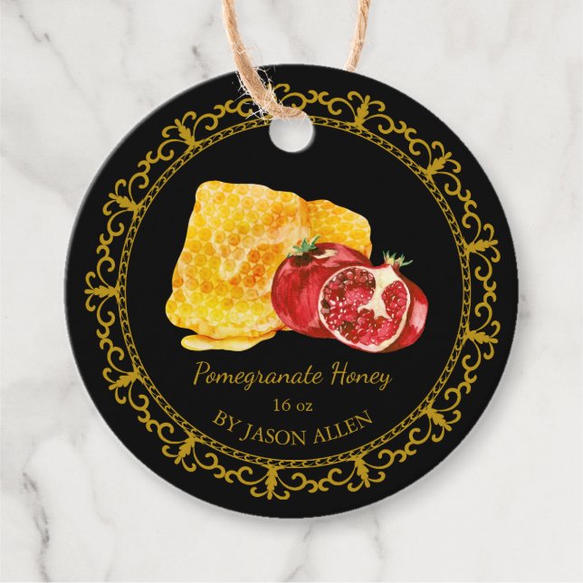 Étiquettes Cadeau Tag vintage Honeypeb Pomegrana Honey Hang (Devant)
