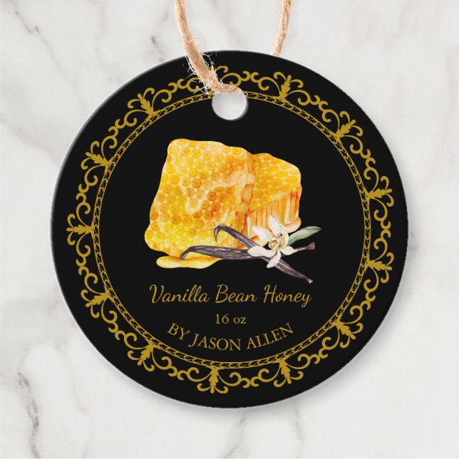 Étiquettes Cadeau Tag vintage Honeypeb Vanilla Infusée Honey Hang (Devant)