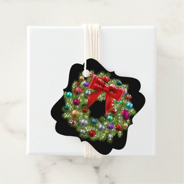 Étiquettes Cadeau Tag-Wreath (En situation)