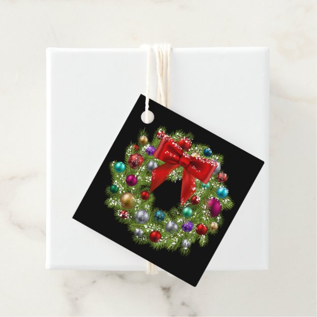 Étiquettes Cadeau Tag-Wreath (En situation)