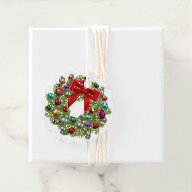 Étiquettes Cadeau Tag-Wreath (En situation)