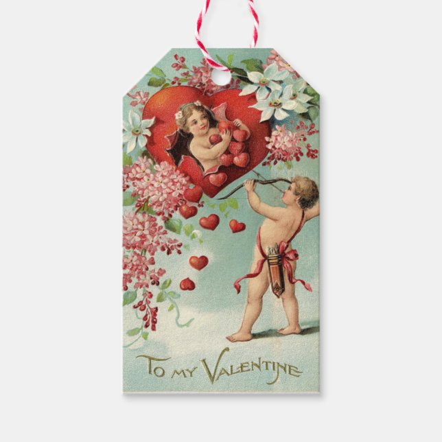 Étiquettes-cadeau Tags cadeau vintage Valentine (Devant)