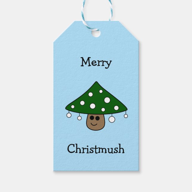 Étiquettes-cadeau Tags cadeaux de chambre de champignons de Noël (Devant)