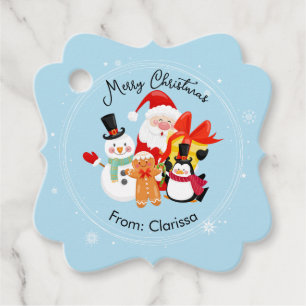 Étiquettes Cadeau Tags Cadeaux de Noël de Cute Père Noël & Friends