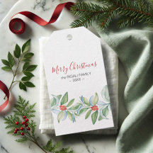 Tags cadeaux de Noël Elegant Aquarelle Botanique