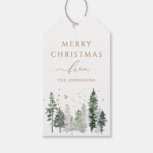 Étiquettes-cadeau Tags cadeaux de Noël personnalisés Pine Trees Gree