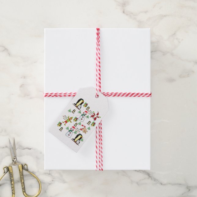 Étiquettes-cadeau Tags cadeaux de Noël Snowman Penguin (Avec de la ficelle)
