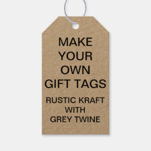 Étiquettes-cadeau Tags cadeaux Kraft personnalisés & Twin gris